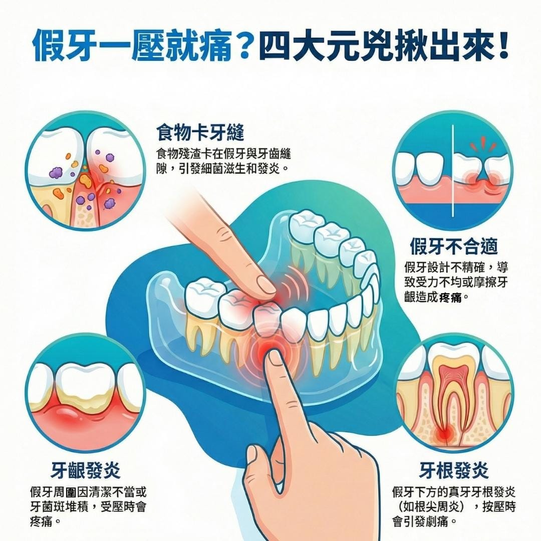 假牙按壓會痛的原因？