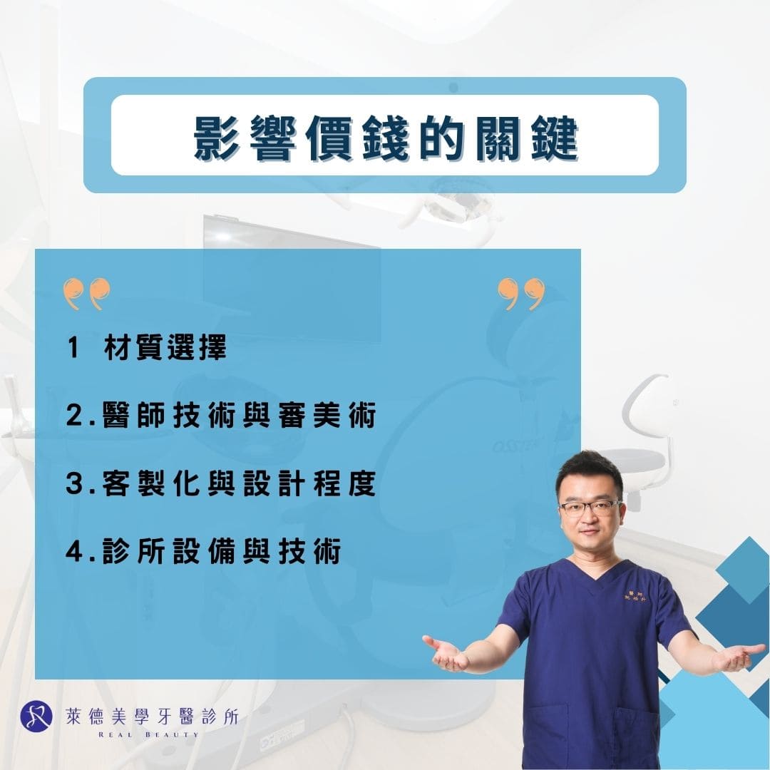 影響全瓷冠貼片價錢的關鍵